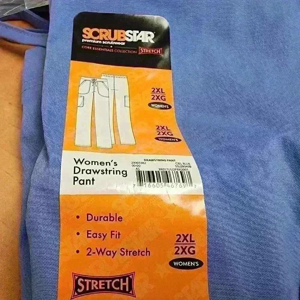 Scrubstar Core Essentials Womens Scrub Pants Drawstring Size XL, 2XL, 3XL Blue - Picture 10 of 13